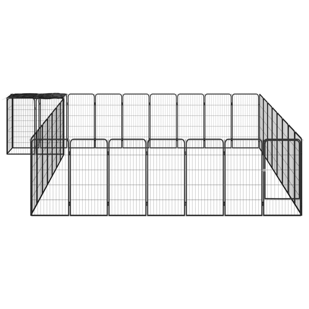 8720287158875_g_en_hd_1 vidaXL 34-Panel Dog Playpen Black 50x100 cm Powder-coated Steel - Image 2