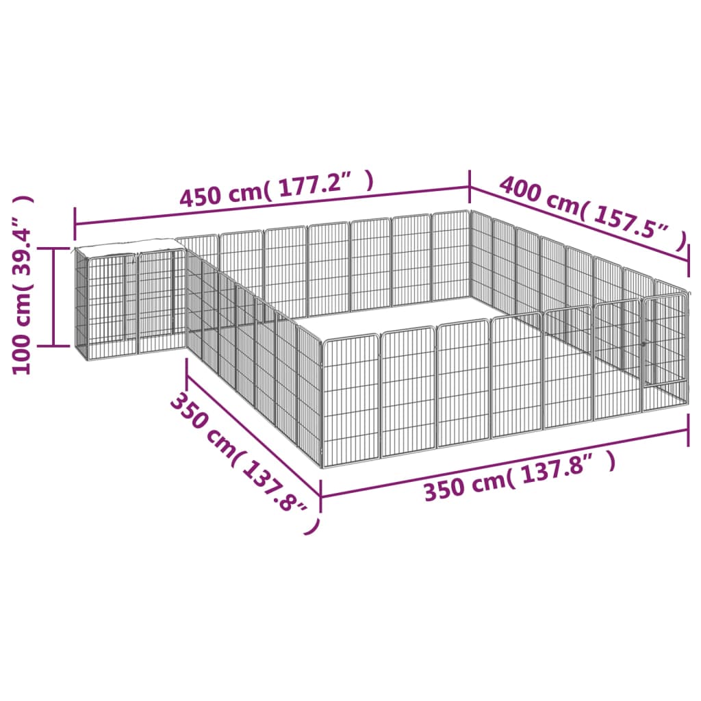 8720287158875_g_en_hd_5 vidaXL 34-Panel Dog Playpen Black 50x100 cm Powder-coated Steel - Image 6