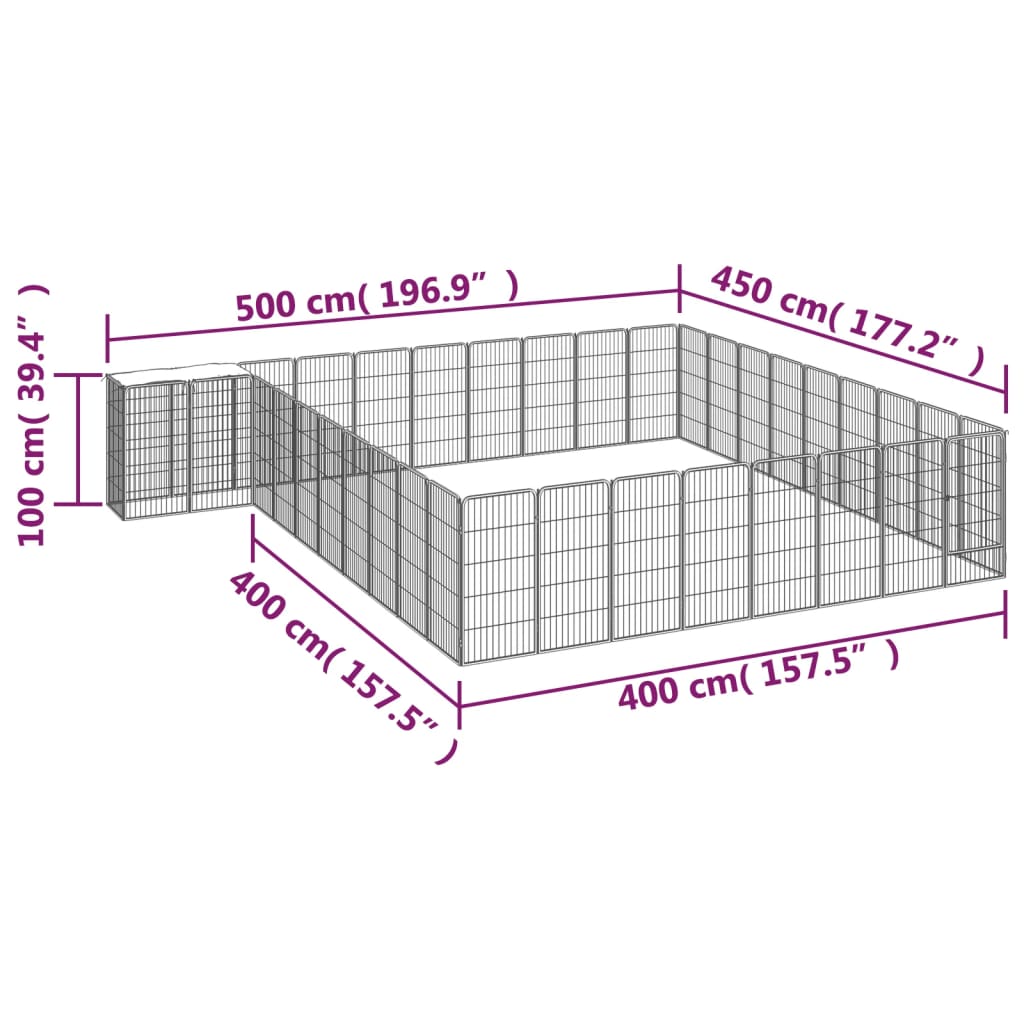 8720287158882_g_en_hd_5 vidaXL 38-Panel Dog Playpen Black 50x100 cm Powder-coated Steel - Image 6