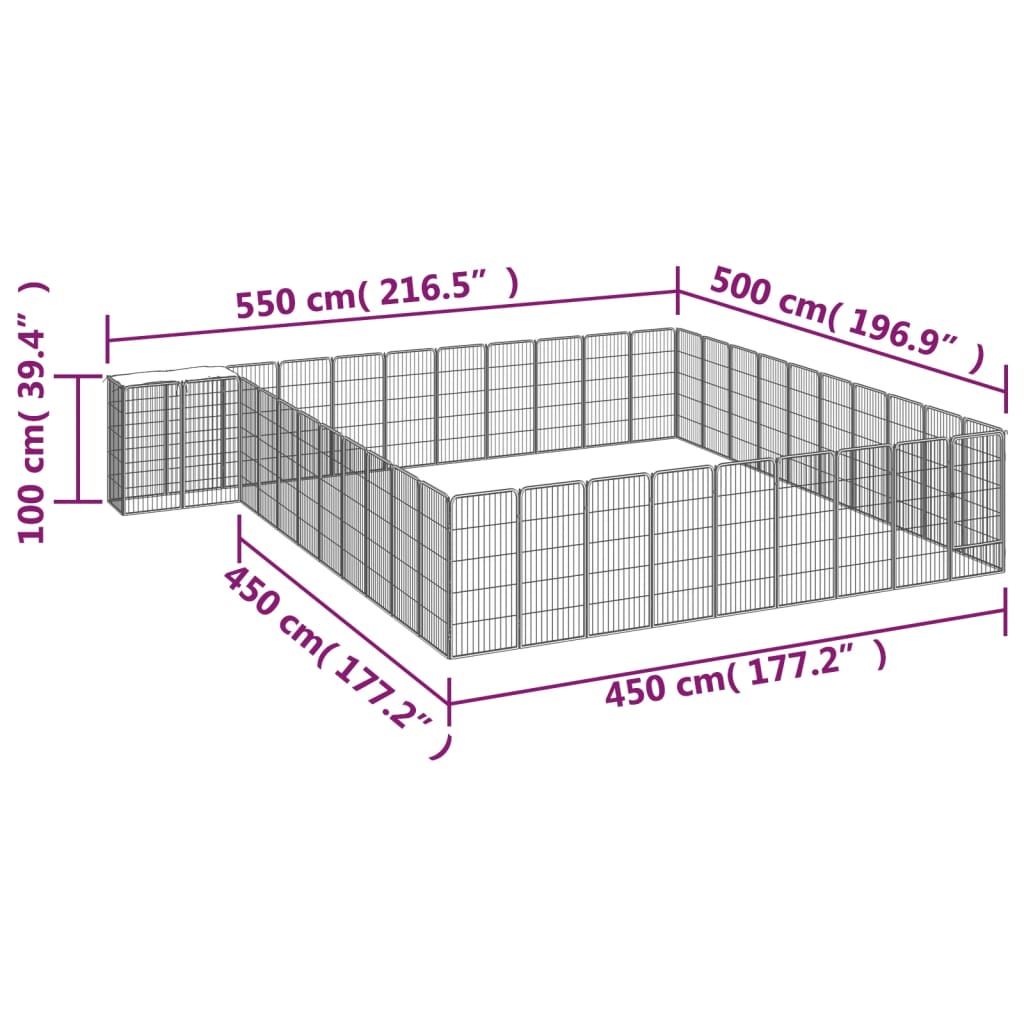 8720287158899_g_en_hd_5 vidaXL 42-Panel Dog Playpen Black 50x100 cm Powder-coated Steel - Image 6