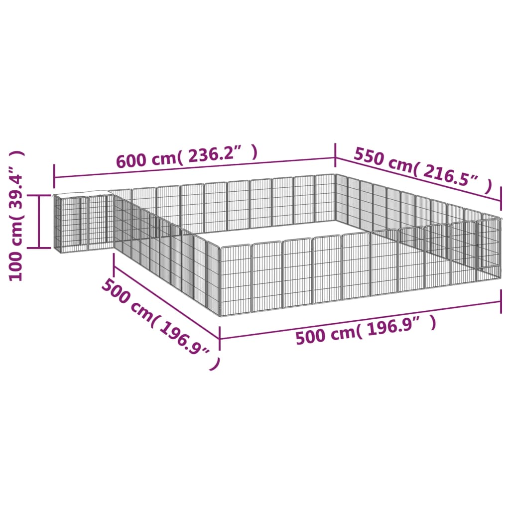 8720287158905_g_en_hd_5 vidaXL 46-Panel Dog Playpen Black 50x100 cm Powder-coated Steel - Image 6
