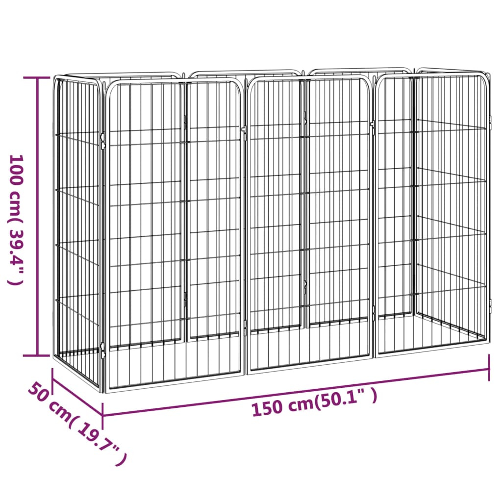 8720287158912_g_en_hd_6 vidaXL 8-Panel Dog Playpen Black 50x100 cm Powder-coated Steel - Image 7