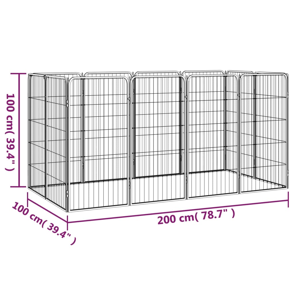 8720287158929_g_en_hd_6 vidaXL 12-Panel Dog Playpen Black 50x100 cm Powder-coated Steel - Image 7