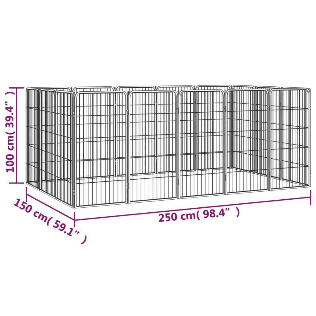 8720287158936_g_en_hd_6 vidaXL 16-Panel Dog Playpen Black 50x100 cm Powder-coated Steel - Image 7
