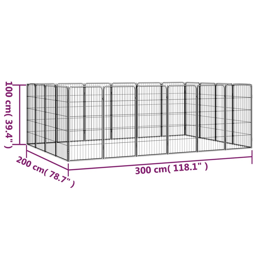 8720287158943_g_en_hd_6 vidaXL 20-Panel Dog Playpen Black 50x100 cm Powder-coated Steel - Image 7