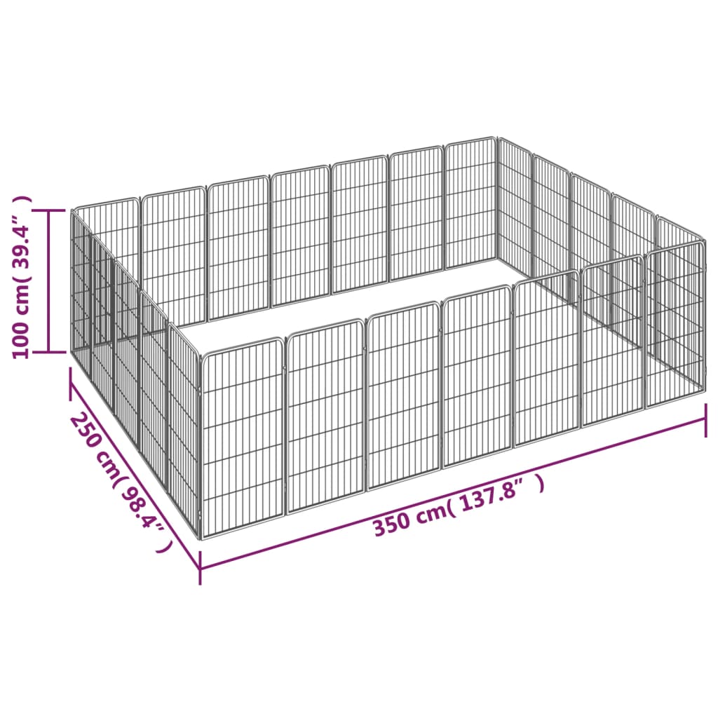 8720287158950_g_en_hd_6 vidaXL 24-Panel Dog Playpen Black 50x100 cm Powder-coated Steel - Image 7