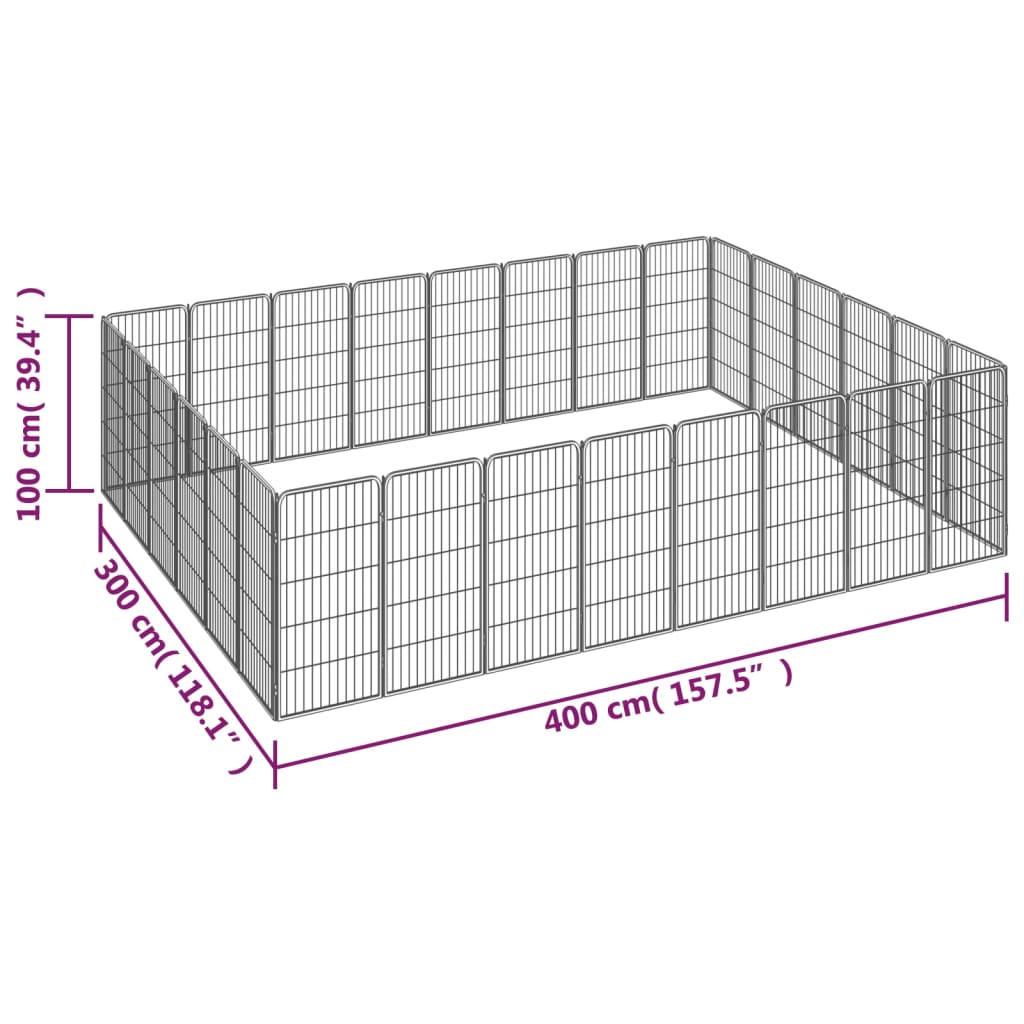 8720287158967_g_en_hd_6 vidaXL 28-Panel Dog Playpen Black 50x100 cm Powder-coated Steel - Image 7