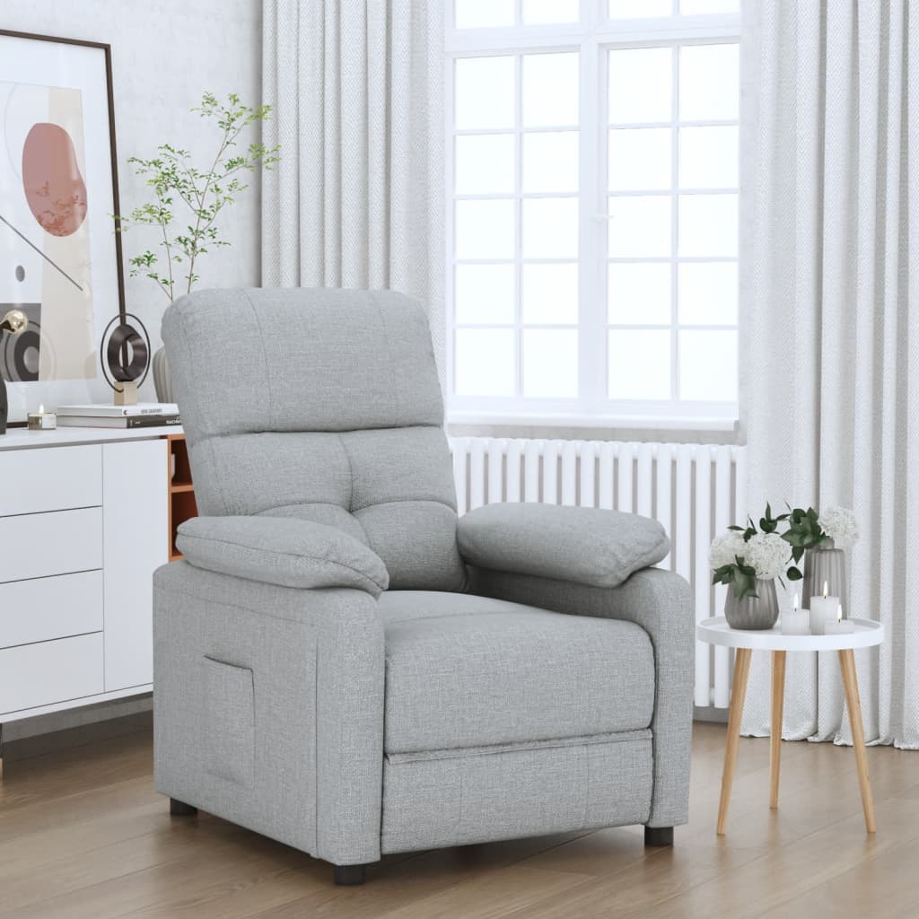 vidaXL Recliner Chair Light Grey Fabric