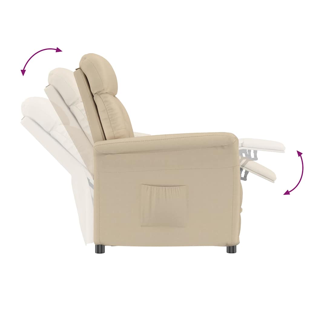 8720287164142_wbg-fu_en_hd_1 vidaXL Cream Recliner Chair Cream 70.5 x 96.5 x 95 cm Fabric and metal - Image 7
