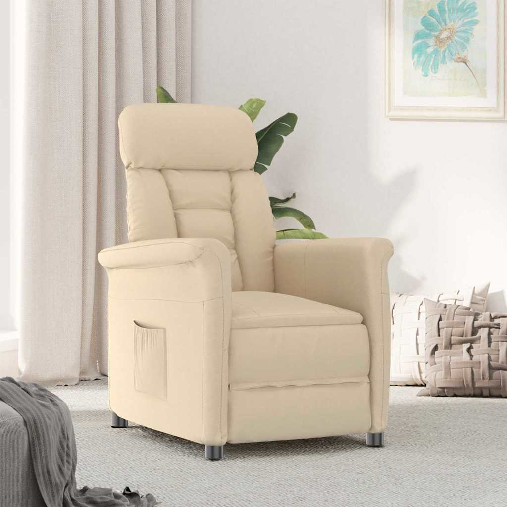 8720287164142_wbg-mo_en_hd_1 vidaXL Cream Recliner Chair Cream 70.5 x 96.5 x 95 cm Fabric and metal - Image 2