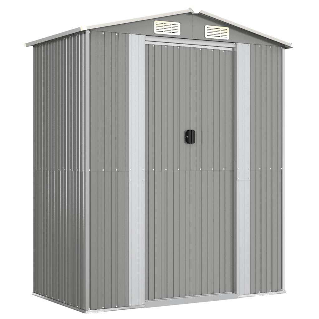 8720287178187_a_en_hd_1 vidaXL Garden Shed Light Grey 192x108x223 cm Galvanised Steel - Image 2