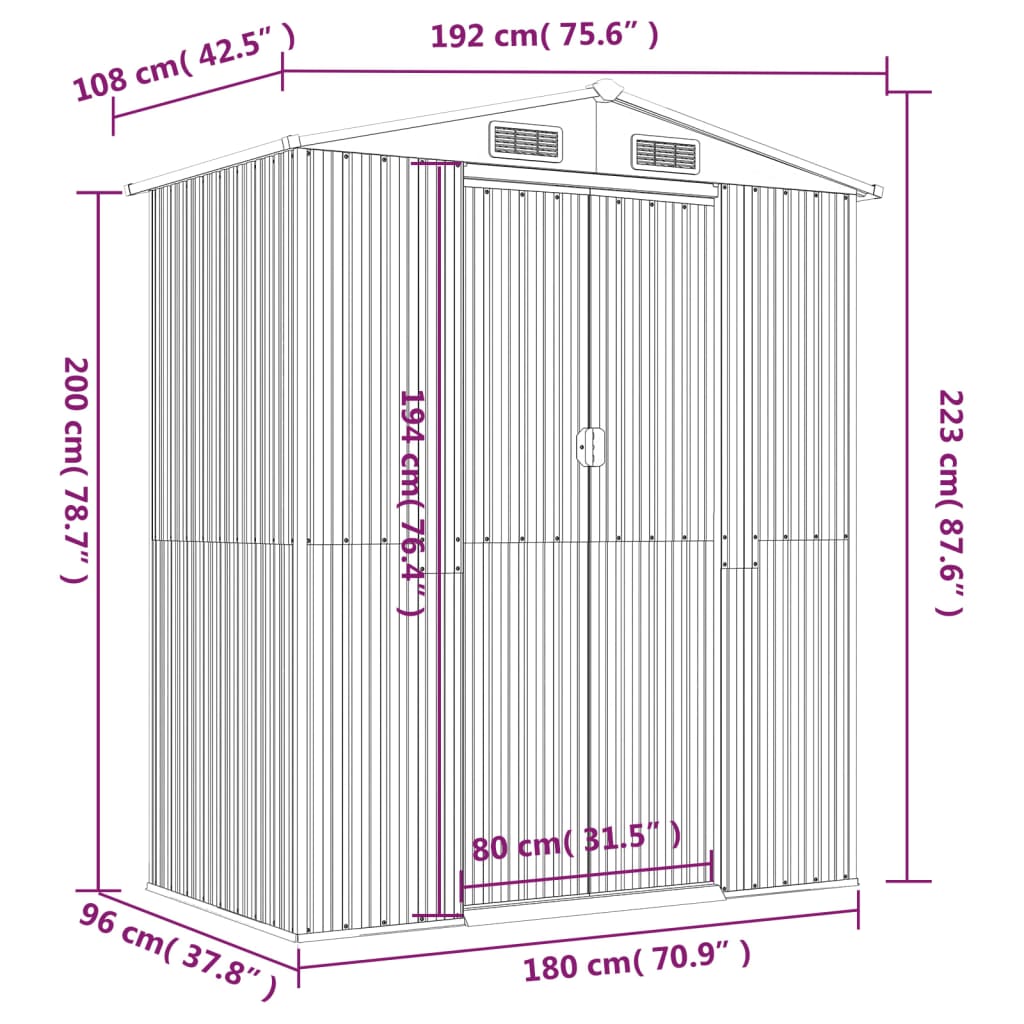 8720287178248_g_en_hd_6 vidaXL Garden Shed Light Brown 192x108x223 cm Galvanised Steel - Image 8