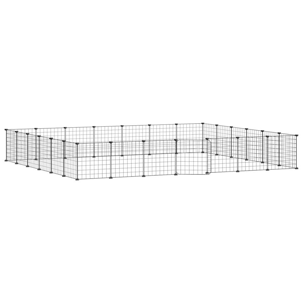 8720287190530_a_en_hd_1 vidaXL 28-Panel Pet Cage with Door Black 35x35 cm Steel - Image 2