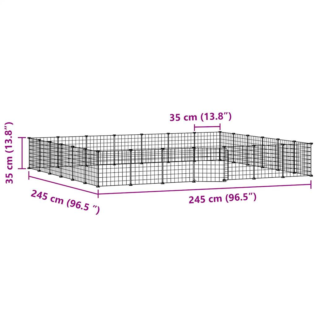 8720287190530_g_en_hd_2 vidaXL 28-Panel Pet Cage with Door Black 35x35 cm Steel - Image 4