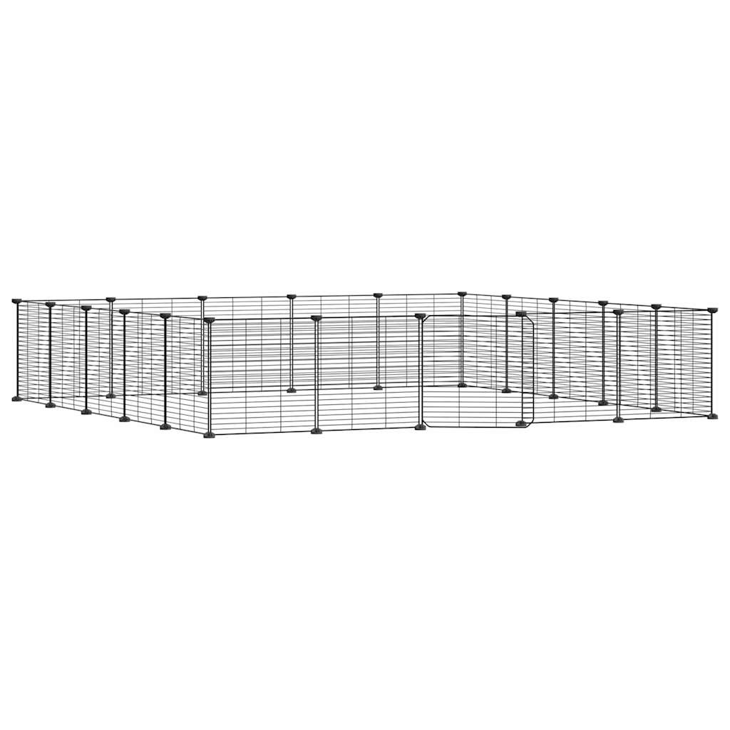 8720287190585_a_en_hd_1 vidaXL 20-Panel Pet Cage with Door Black 35x35 cm Steel - Image 2