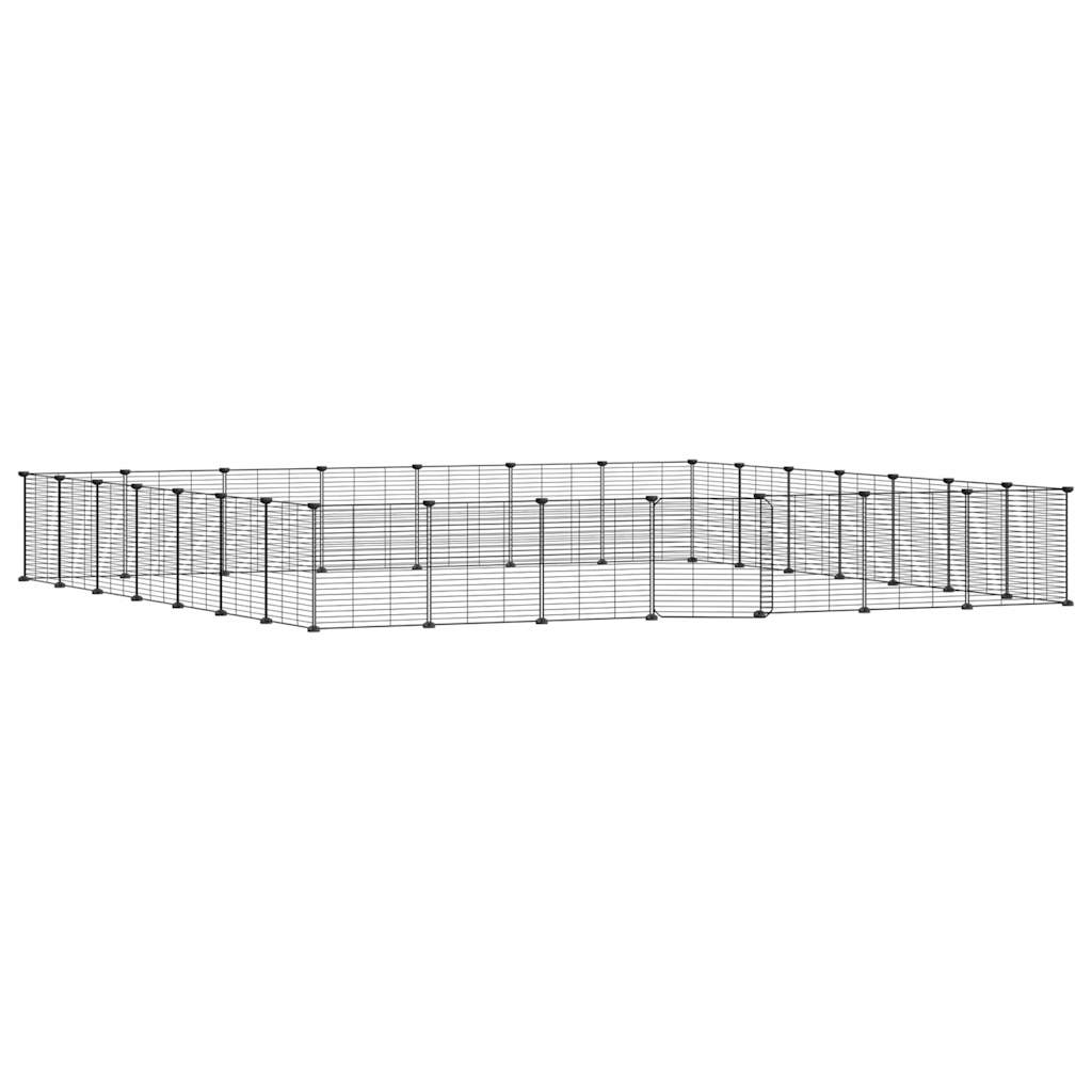 8720287190592_a_en_hd_1 vidaXL 28-Panel Pet Cage with Door Black 35x35 cm Steel - Image 2