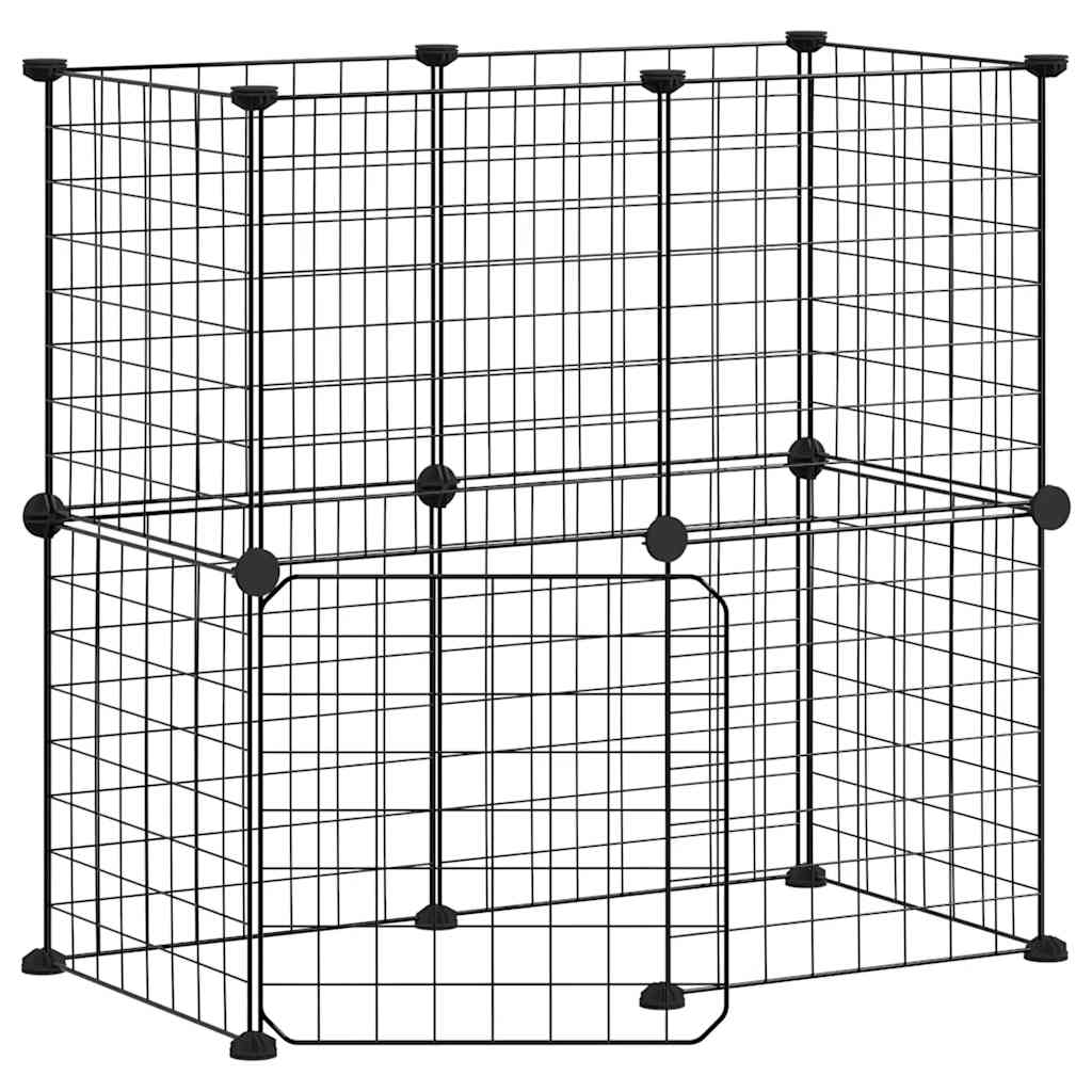 8720287190660_a_en_hd_1 vidaXL 12-Panel Pet Cage with Door Black 35x35 cm Steel - Image 2