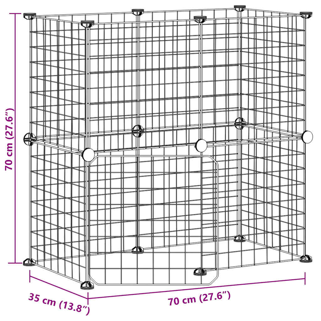 8720287190660_g_en_hd_2 vidaXL 12-Panel Pet Cage with Door Black 35x35 cm Steel - Image 4