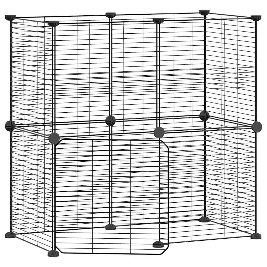 8720287190691_a_en_hd_1 vidaXL 12-Panel Pet Cage with Door Black 35x35 cm Steel - Image 2