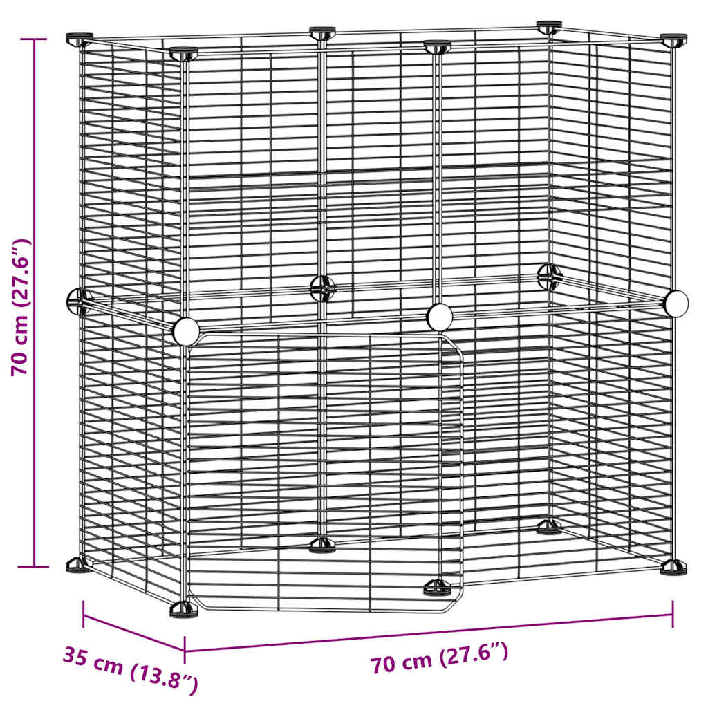 8720287190691_g_en_hd_2 vidaXL 12-Panel Pet Cage with Door Black 35x35 cm Steel - Image 4