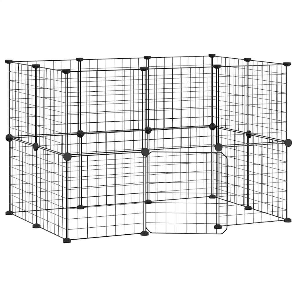 8720287190707_a_en_hd_1 vidaXL 20-Panel Pet Cage with Door Black 35x35 cm Steel - Image 2