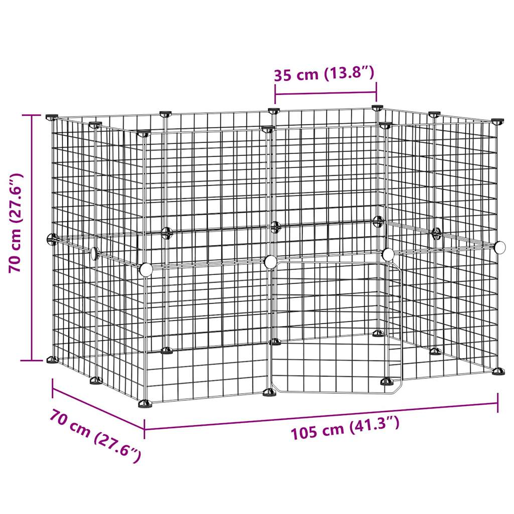 8720287190707_g_en_hd_2 vidaXL 20-Panel Pet Cage with Door Black 35x35 cm Steel - Image 4