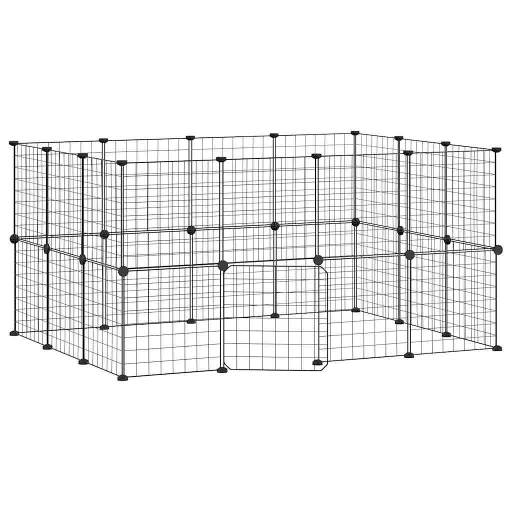 8720287190714_a_en_hd_1 vidaXL 28-Panel Pet Cage with Door Black 35x35 cm Steel - Image 2