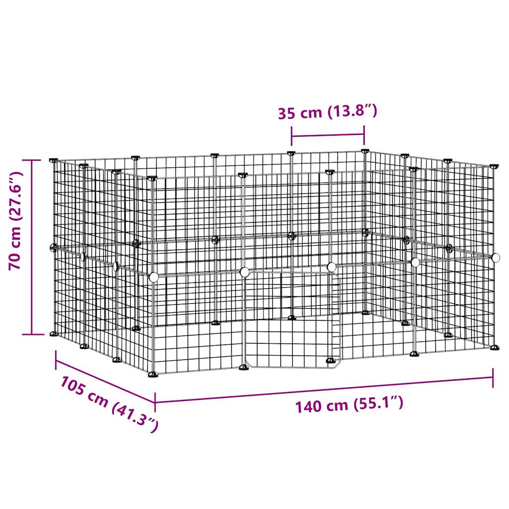 8720287190714_g_en_hd_2 vidaXL 28-Panel Pet Cage with Door Black 35x35 cm Steel - Image 4