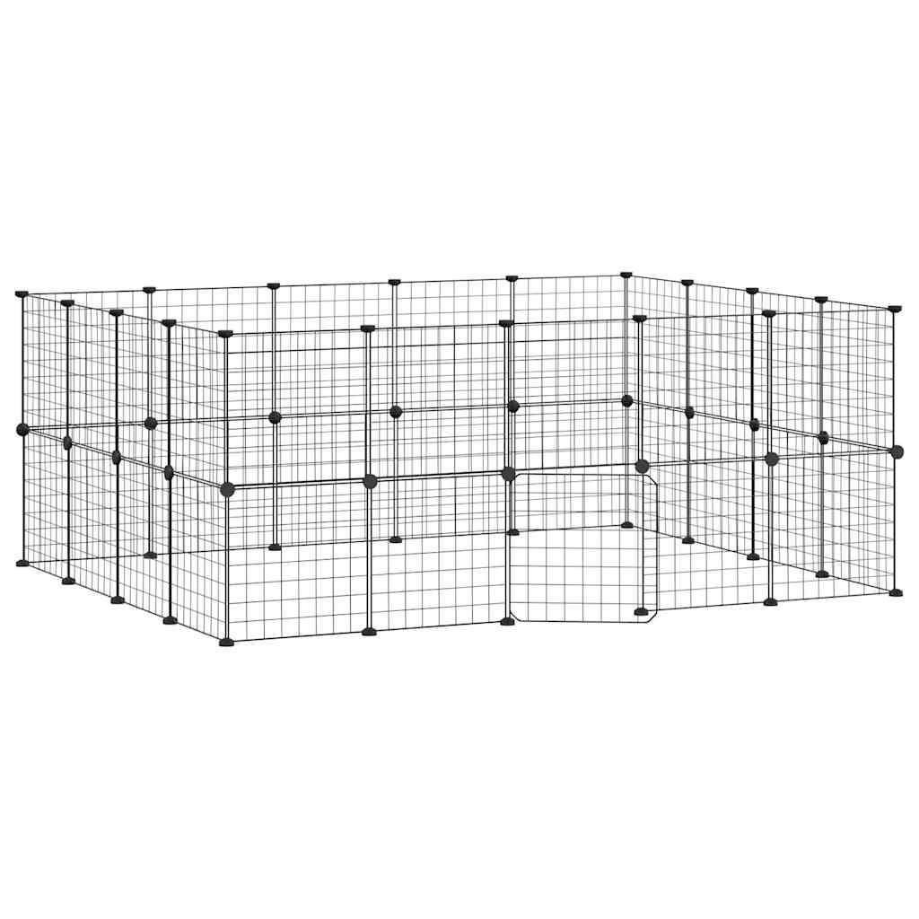 8720287190721_a_en_hd_1 vidaXL 36-Panel Pet Cage with Door Black 35x35 cm Steel - Image 2