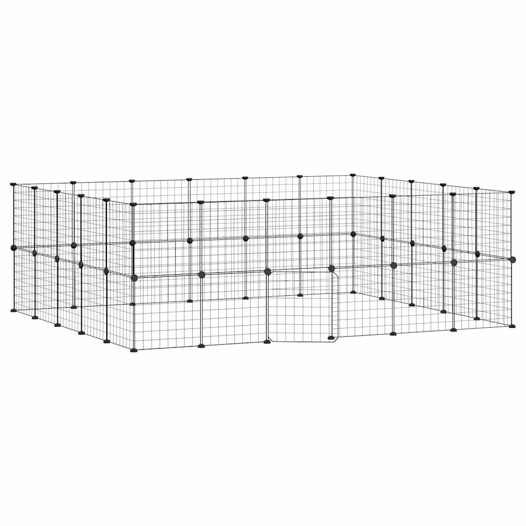 8720287190738_a_en_hd_1 vidaXL 44-Panel Pet Cage with Door Black 35x35 cm Steel - Image 2