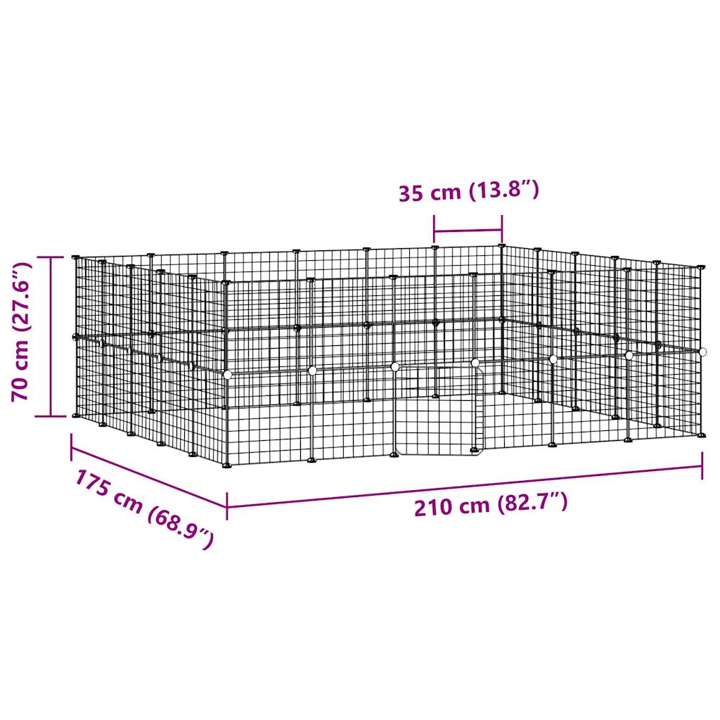 8720287190738_g_en_hd_2 vidaXL 44-Panel Pet Cage with Door Black 35x35 cm Steel - Image 4
