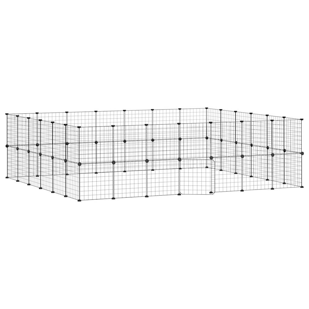 8720287190745_a_en_hd_1 vidaXL 52-Panel Pet Cage with Door Black 35x35 cm Steel - Image 2