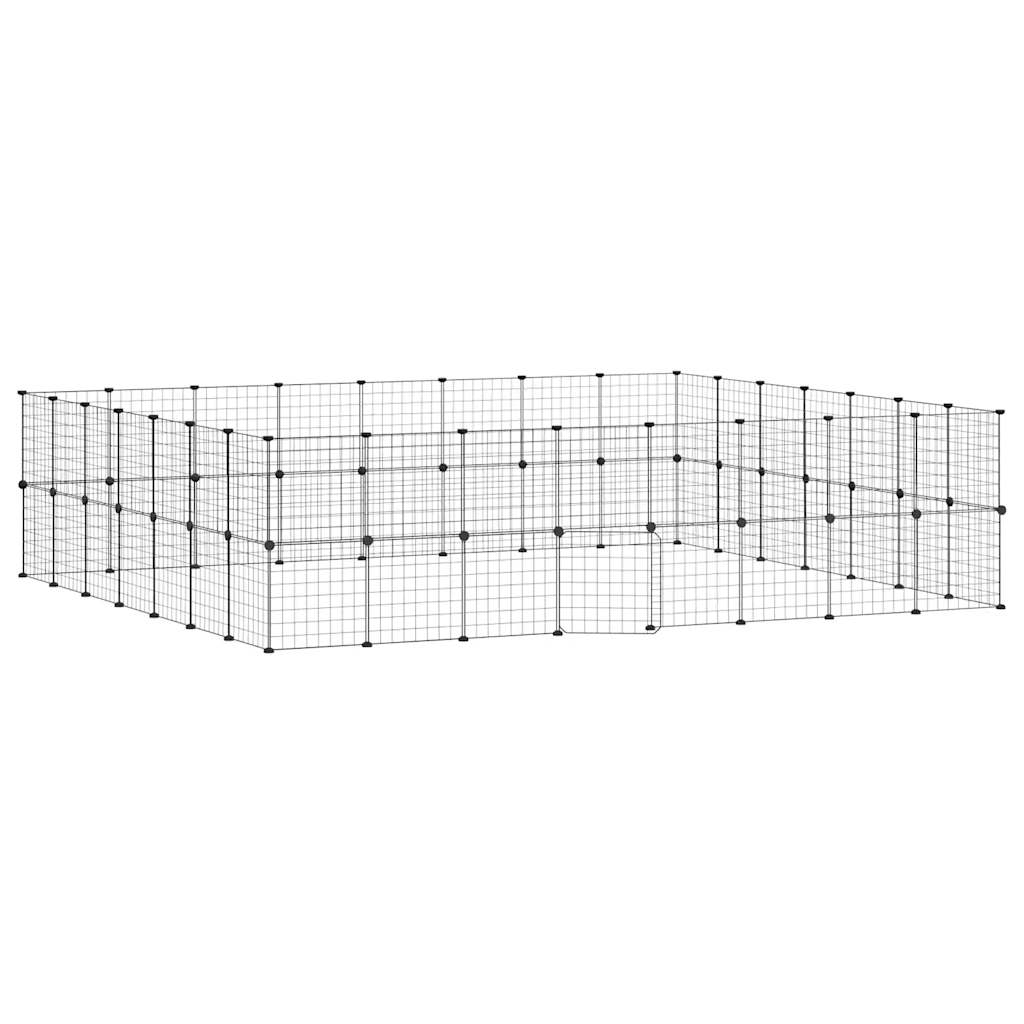 8720287190752_a_en_hd_1 vidaXL 60-Panel Pet Cage with Door Black 35x35 cm Steel - Image 2