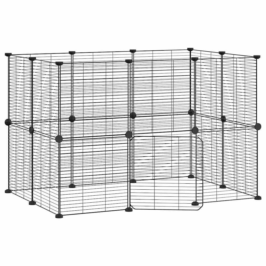 8720287190769_a_en_hd_1 vidaXL 20-Panel Pet Cage with Door Black 35x35 cm Steel - Image 2