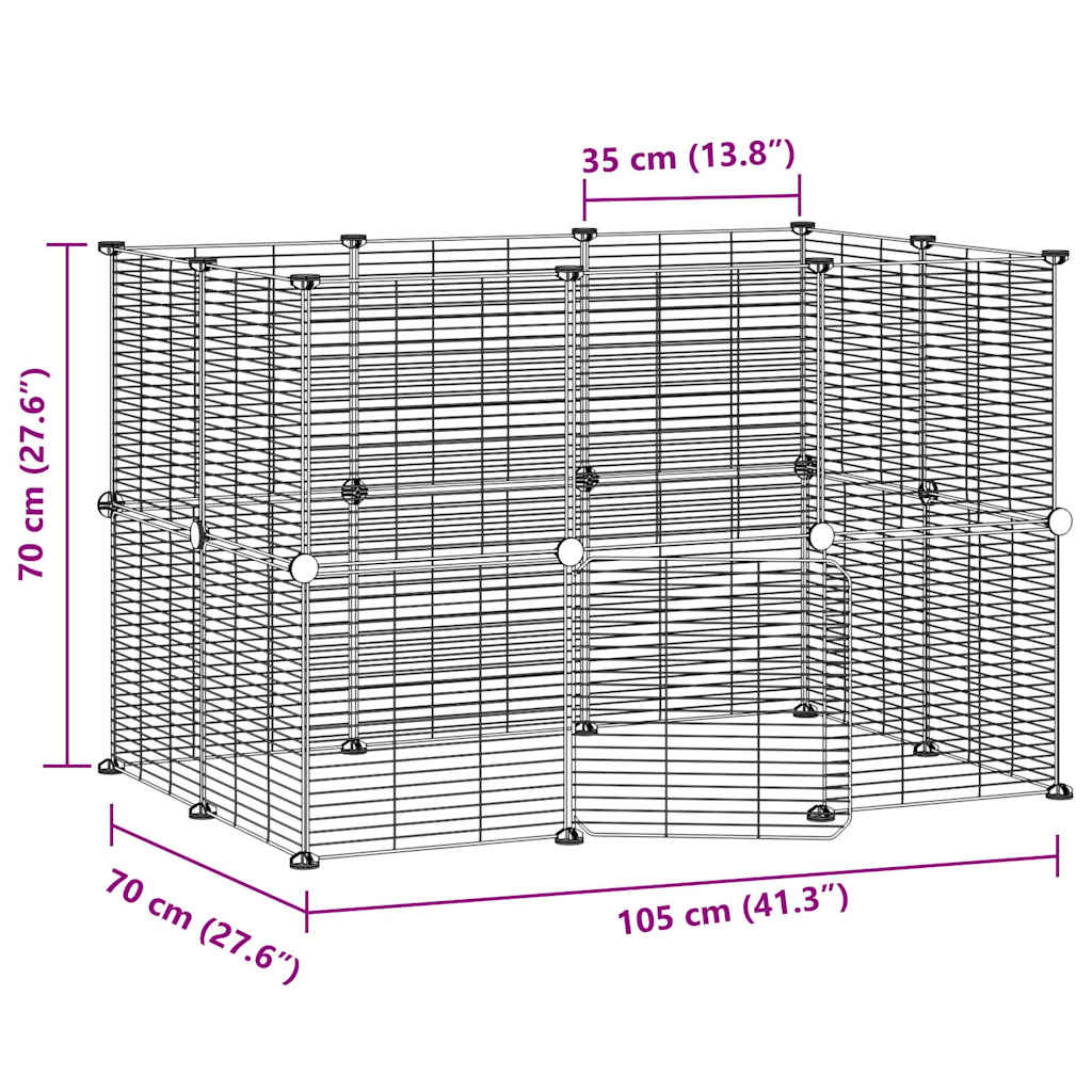 8720287190769_g_en_hd_2 vidaXL 20-Panel Pet Cage with Door Black 35x35 cm Steel - Image 4