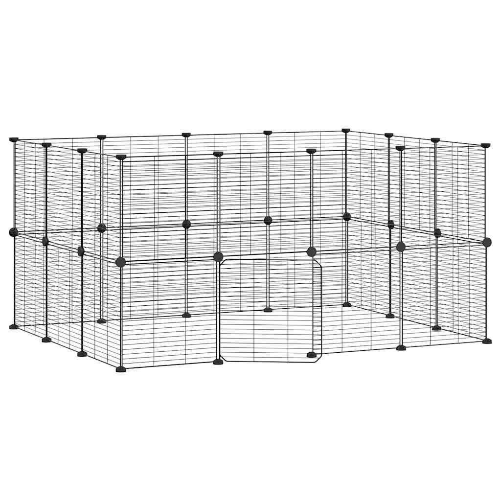 8720287190776_a_en_hd_1 vidaXL 28-Panel Pet Cage with Door Black 35x35 cm Steel - Image 2