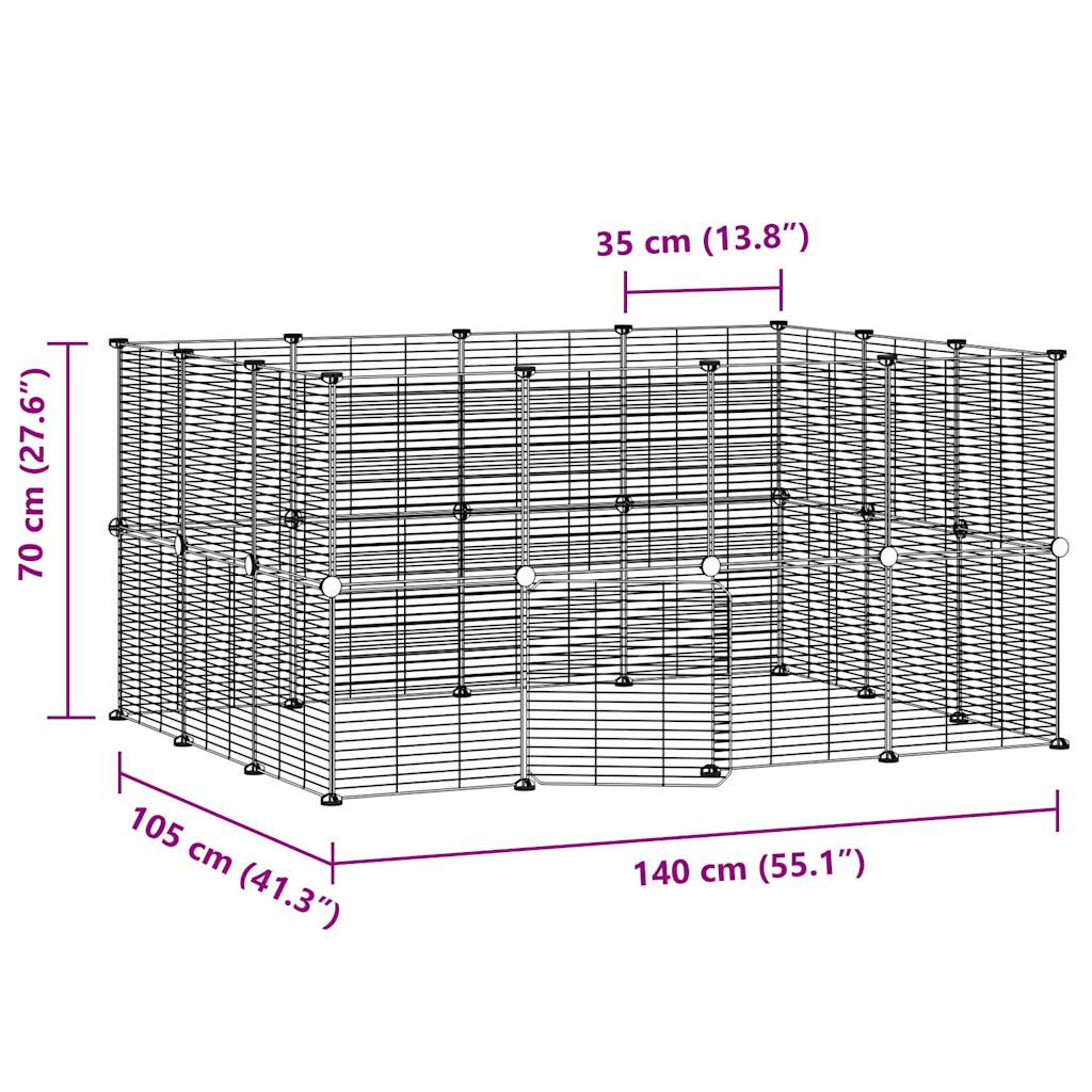 8720287190776_g_en_hd_2 vidaXL 28-Panel Pet Cage with Door Black 35x35 cm Steel - Image 4
