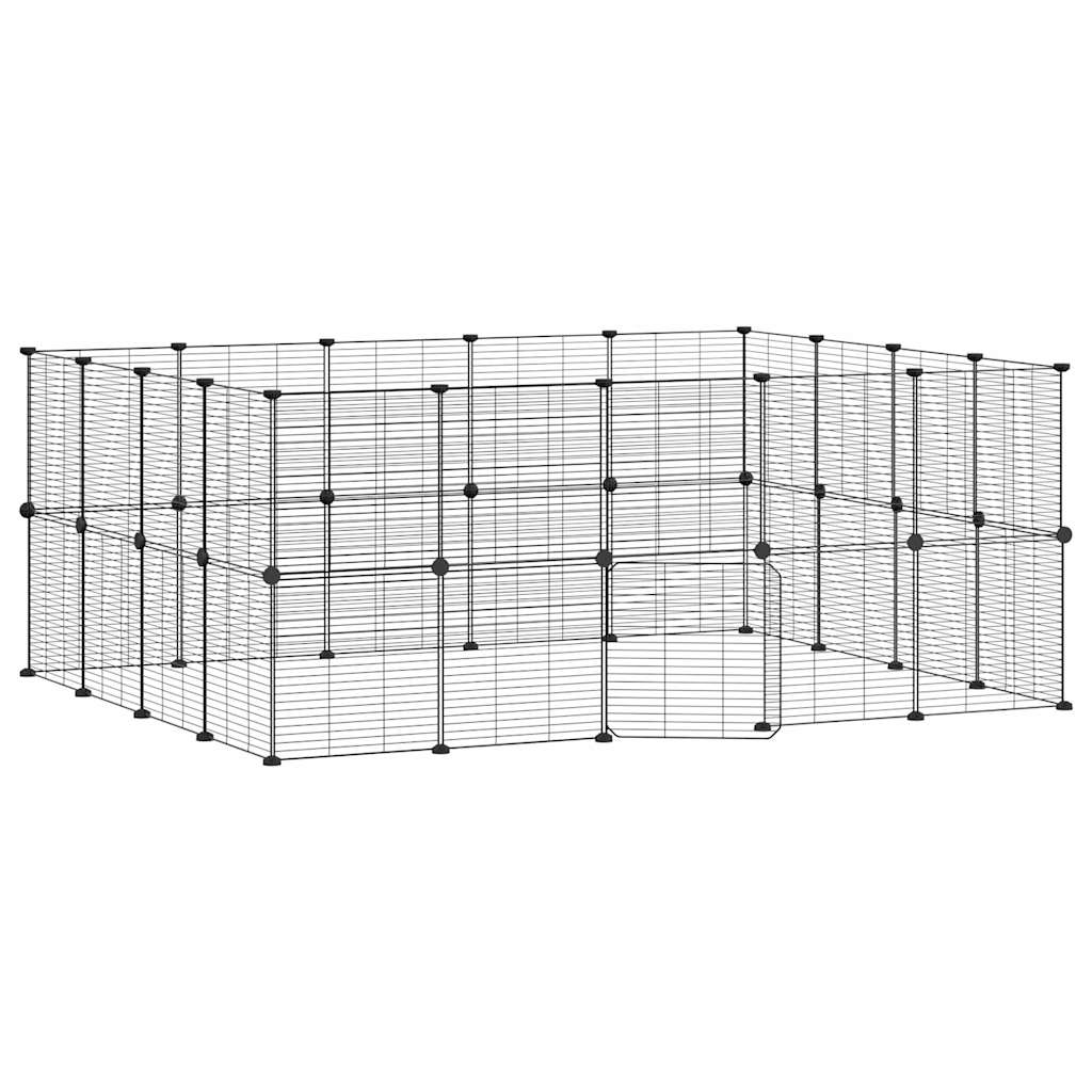 8720287190783_a_en_hd_1 vidaXL 36-Panel Pet Cage with Door Black 35x35 cm Steel - Image 2