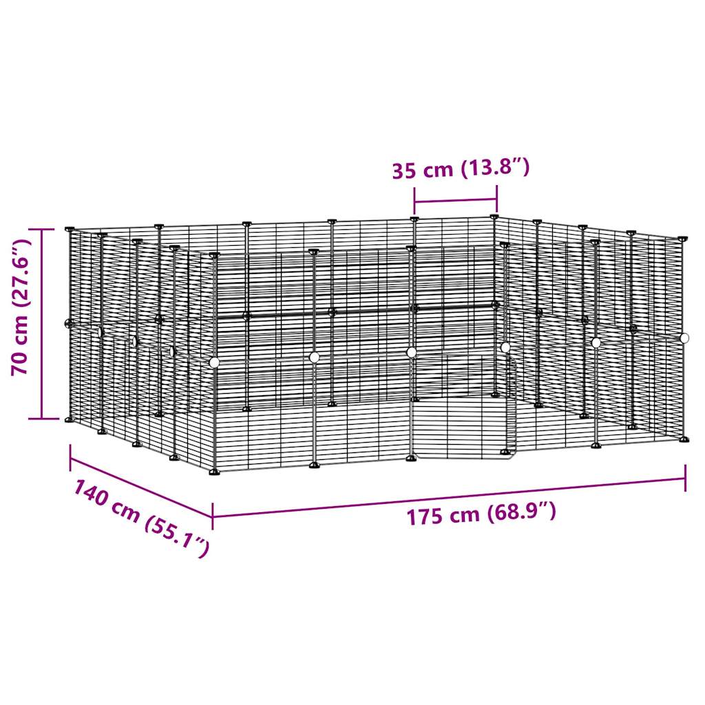 8720287190783_g_en_hd_2 vidaXL 36-Panel Pet Cage with Door Black 35x35 cm Steel - Image 4