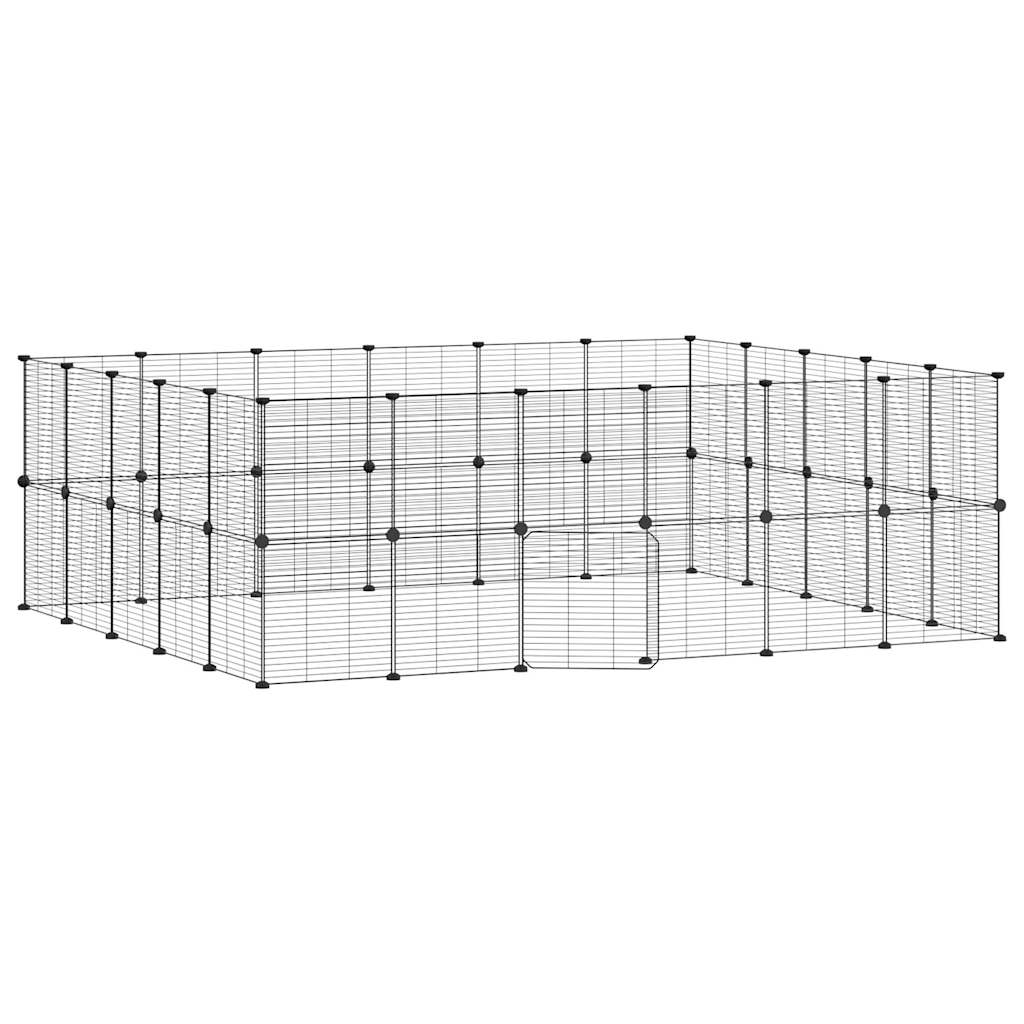 8720287190790_a_en_hd_1 vidaXL 44-Panel Pet Cage with Door Black 35x35 cm Steel - Image 2