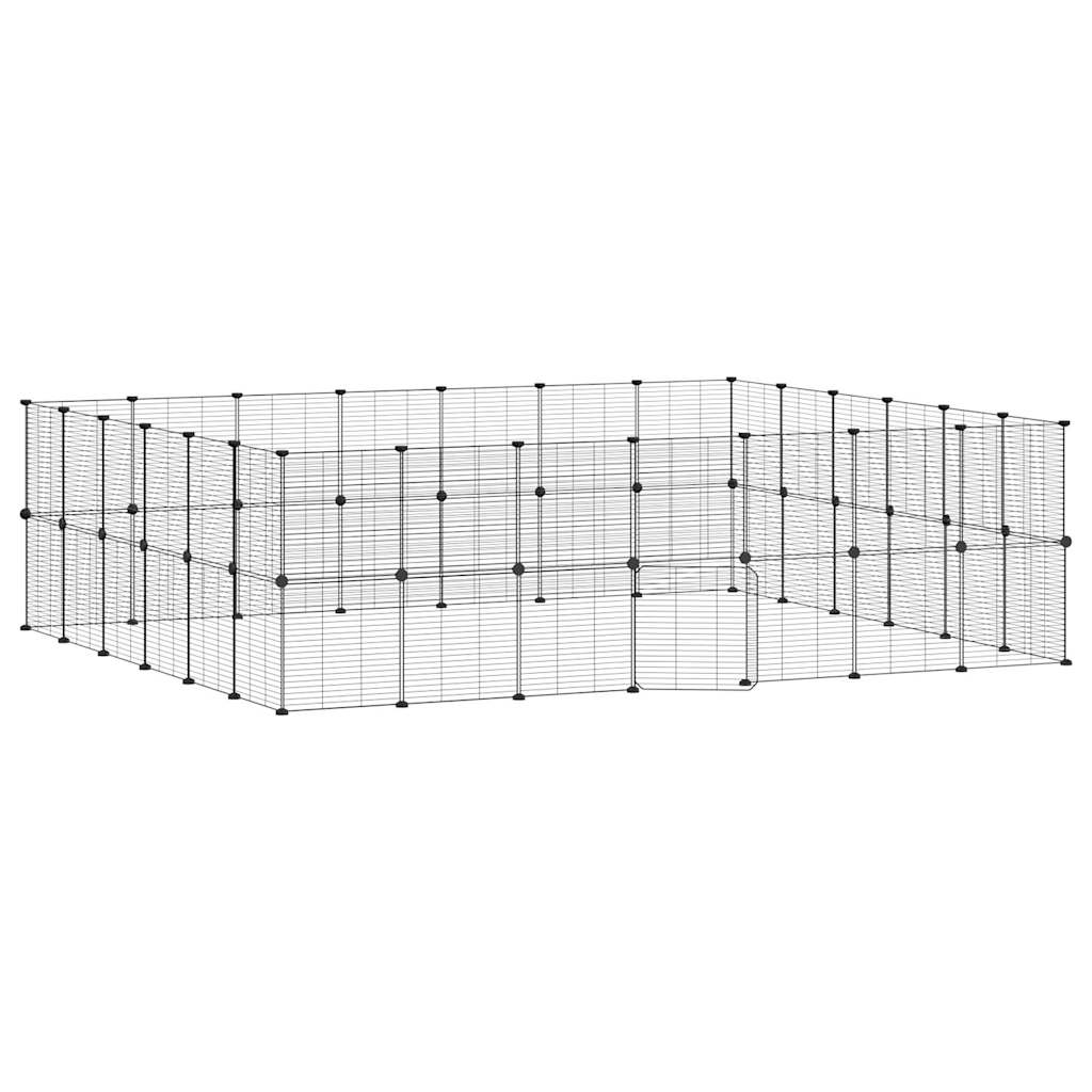 8720287190806_a_en_hd_1 vidaXL 52-Panel Pet Cage with Door Black 35x35 cm Steel - Image 2