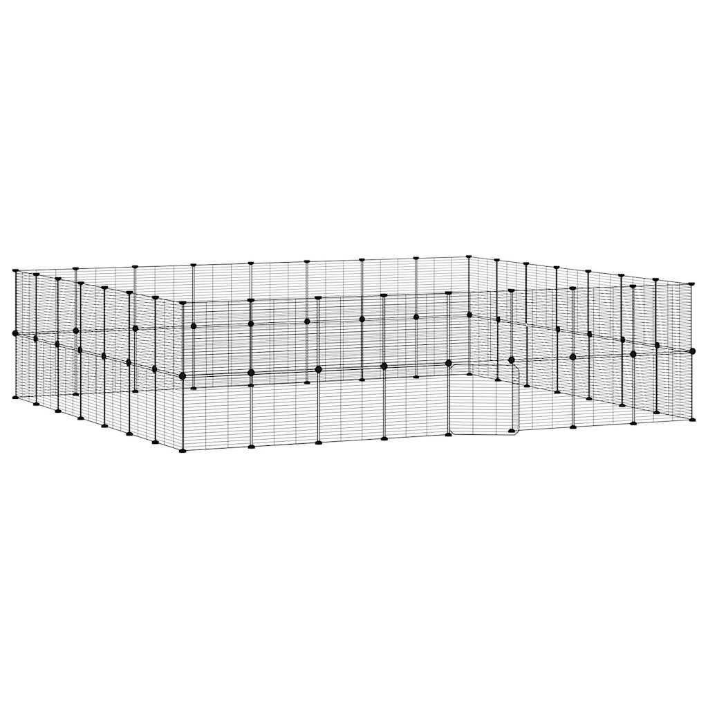 8720287190813_a_en_hd_1 vidaXL 60-Panel Pet Cage with Door Black 35x35 cm Steel - Image 2
