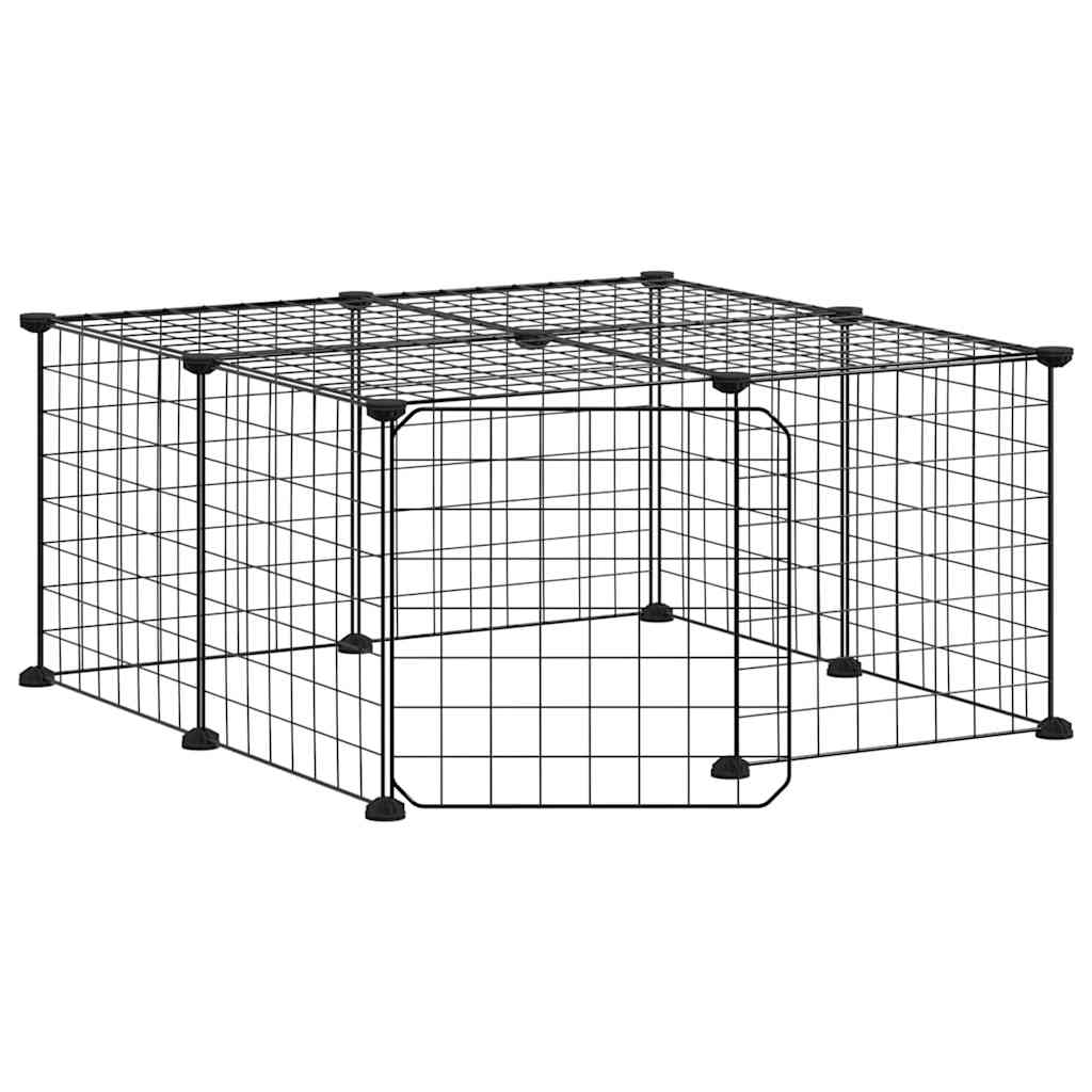 8720287190844_a_en_hd_1 vidaXL 12-Panel Pet Cage with Door Black 35x35 cm Steel - Image 2