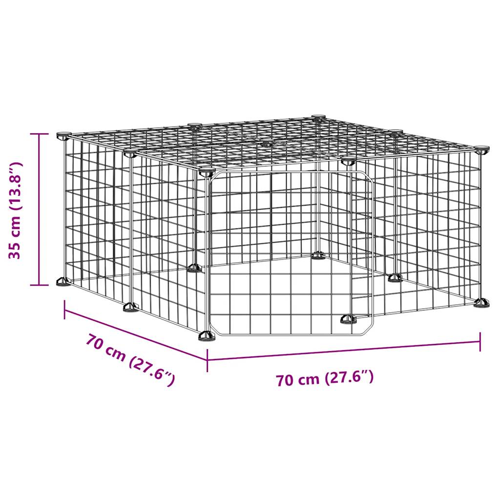 8720287190844_g_en_hd_2 vidaXL 12-Panel Pet Cage with Door Black 35x35 cm Steel - Image 4