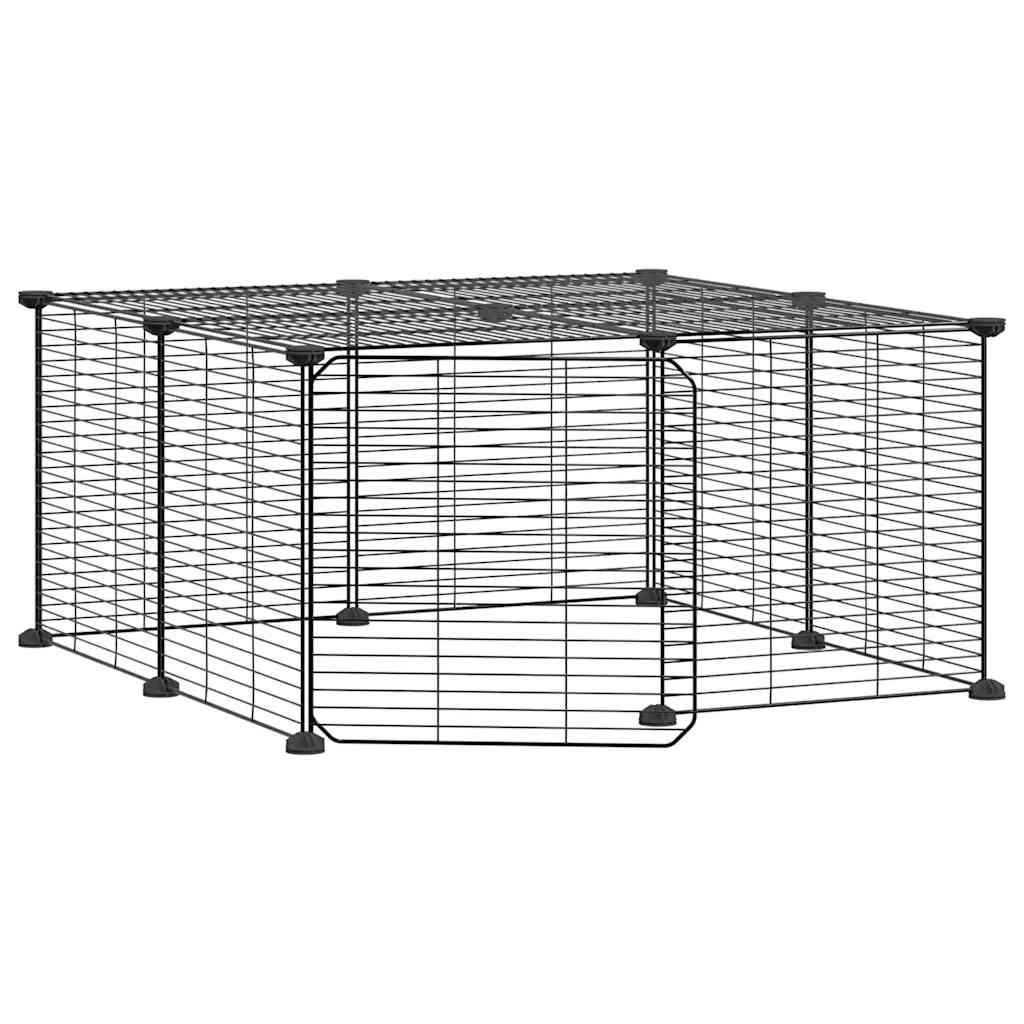 8720287190875_a_en_hd_1 vidaXL 12-Panel Pet Cage with Door Black 35x35 cm Steel - Image 2