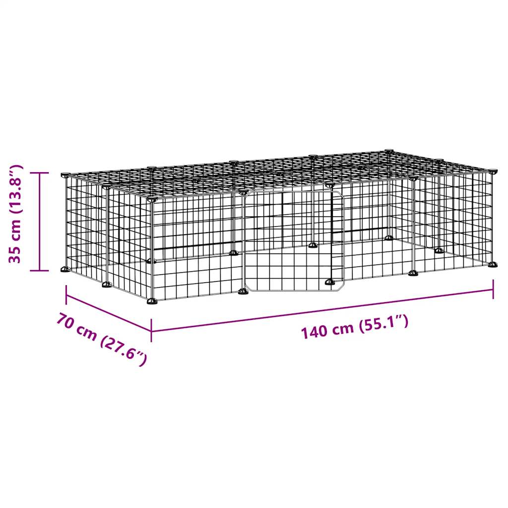8720287190882_g_en_hd_2 vidaXL 20-Panel Pet Cage with Door Black 35x35 cm Steel - Image 4