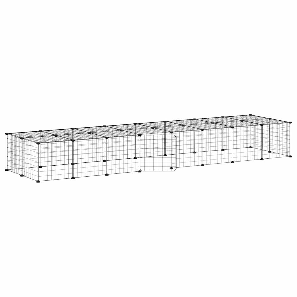 8720287190905_a_en_hd_1 vidaXL 36-Panel Pet Cage with Door Black 35x35 cm Steel - Image 2