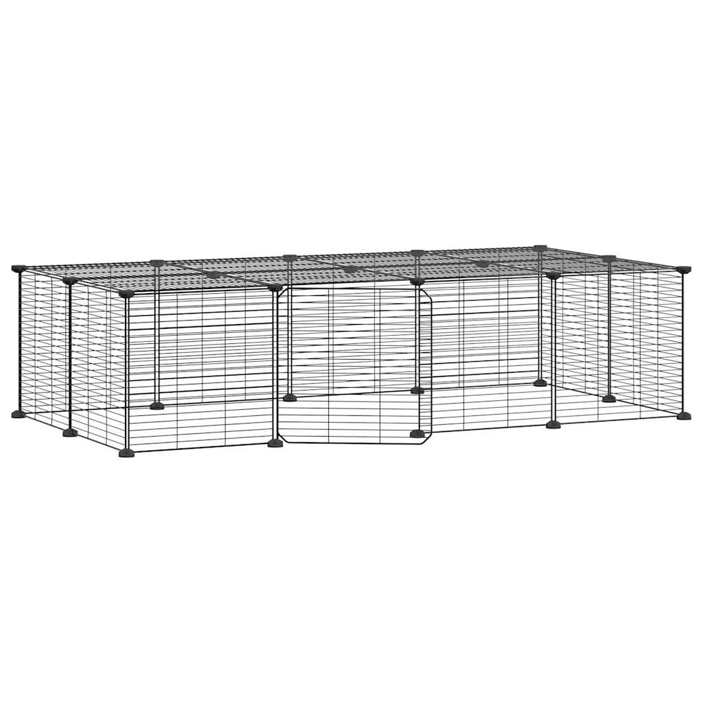 8720287190912_a_en_hd_1 vidaXL 20-Panel Pet Cage with Door Black 35x35 cm Steel - Image 2