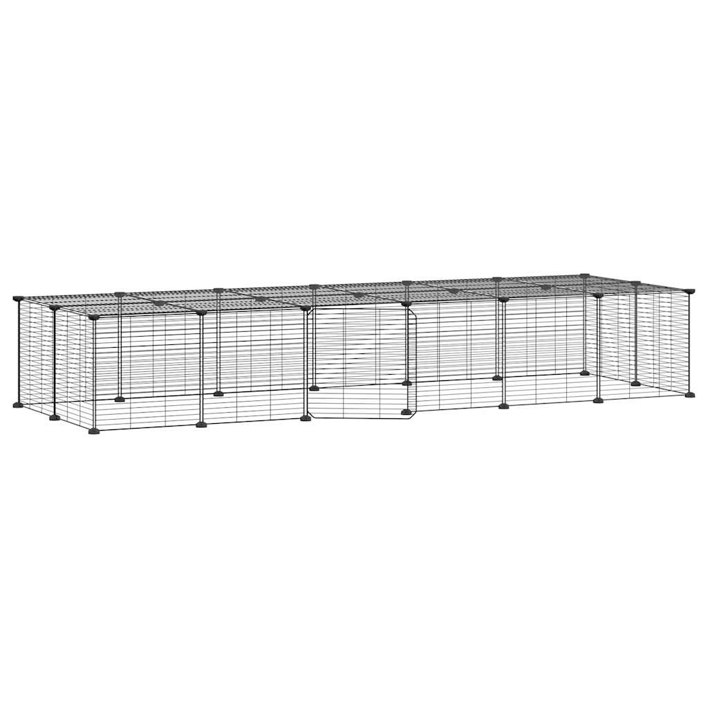 8720287190929_a_en_hd_1 vidaXL 28-Panel Pet Cage with Door Black 35x35 cm Steel - Image 2