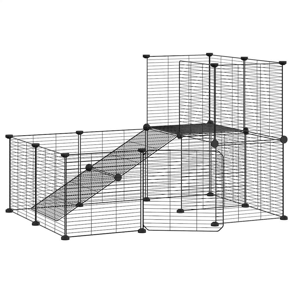 8720287190943_a_en_hd_1 vidaXL 20-Panel Pet Cage with Door Black 35x35 cm Steel - Image 2